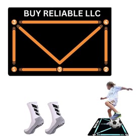 BUY RELIABLE LLC Football Footstep Training Mat, Soccer Training Mat, Agility Footstep Training Mat with Socks, Non-Slip Silent Equipment for All Ages to Improve Speed (Yellow Training Set)