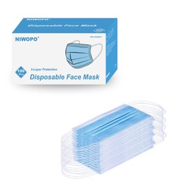 NIWOPO Disposable Face Masks, 100PCS 3 Ply Protection Mask (Blue)