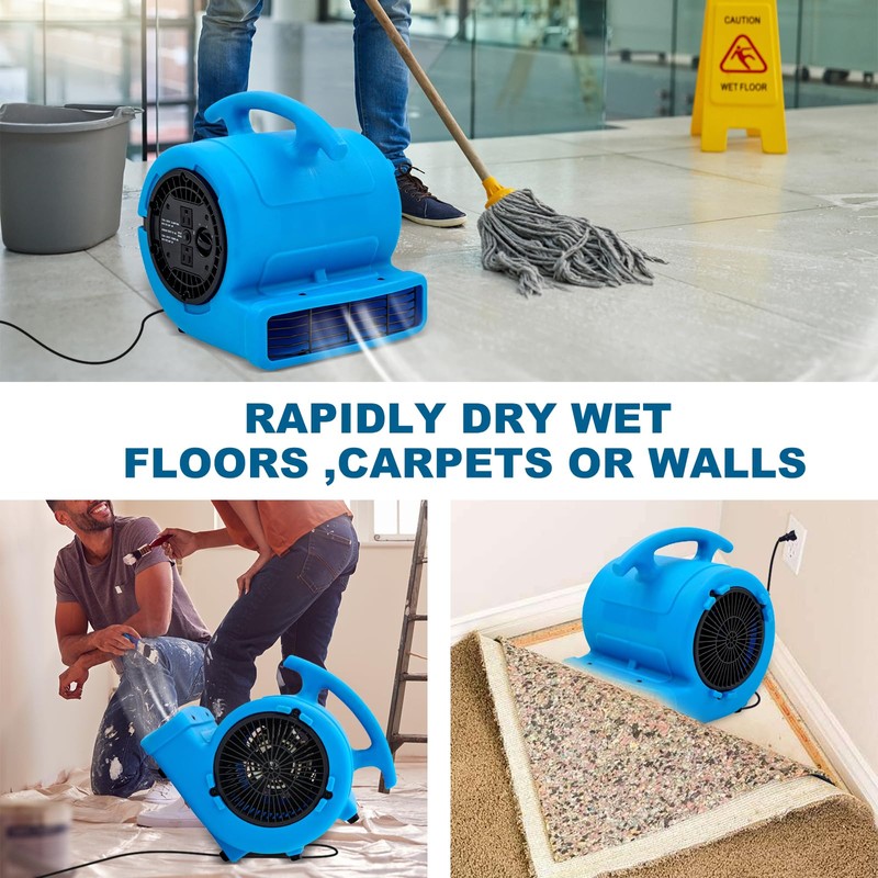 MOUNTO 1/4hp 1000CFM 2 Speed Air Mover Carpet Dryer Floor