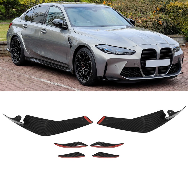 6Pcs Front Bumper Lip Spoiler Anti Collision Carbon Fiber Side