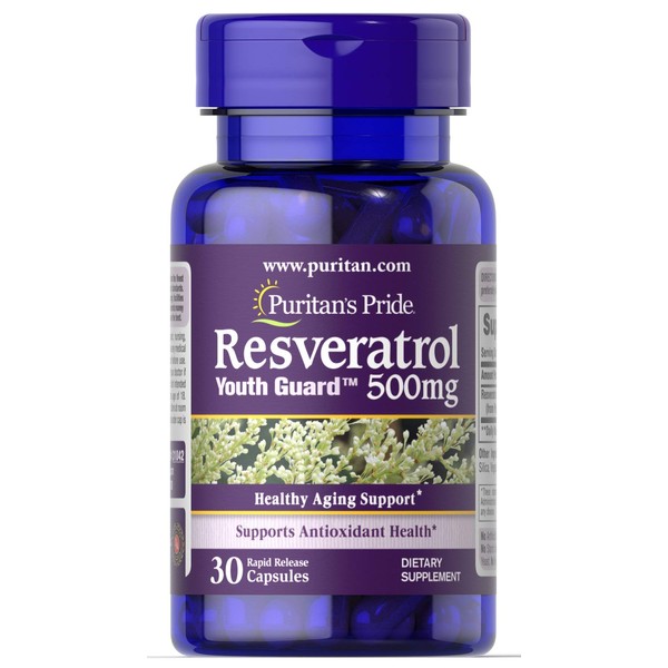 Puritan's Pride Resveratrol 500 Mg Antioxidant Support 30 Capsules by Puritan's Pride, 30 Count (31042)
