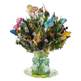 Firevigo Paper Pop Up Cards, 3D Pop Up Flower Bouquet Card, Gifts for Women with Greeting Card and Envelope, Mothers Day Cards, Birthday Cards, Paper Flowers 10.24X10 Inch,Butterfly Bouquet
