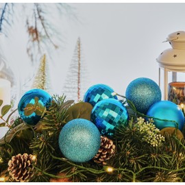 Emopeak - 12 esferas de Navidad, adornos para árbol de Navidad – 4 estilos de decoraciones de árbol de Navidad inastillables, esferas colgantes para decoración de día festivo, boda, fiesta (azul lago