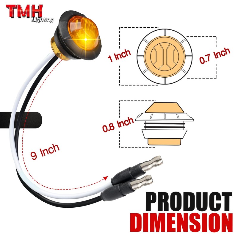 TMH 3/4 Inch Mini Amber Light 3 LED with Connector