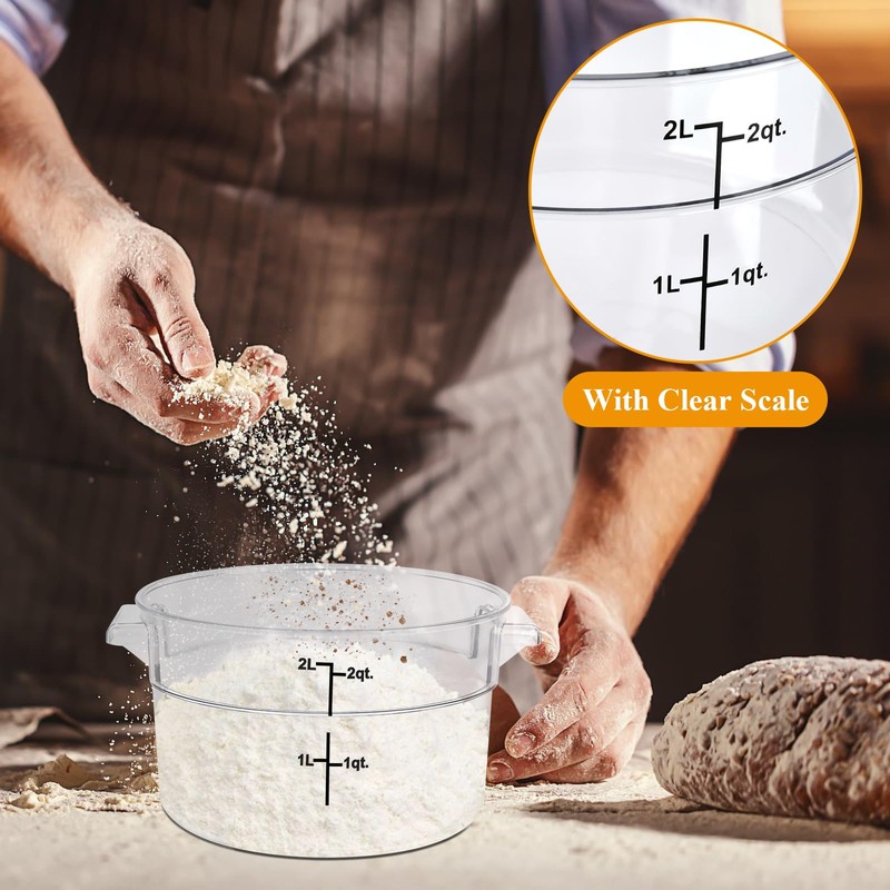 Milkary 4Pcs Food Storage Container with Lids, Clear Round Dough