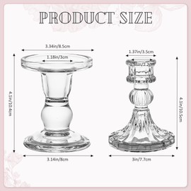 Unity Candle Holder - Glass Candle Holder for Pillar Candle and Taper Candle, Clear Unity Candle Holder Set of 3, Decorative Candlestick Holder Glass Candle Stand for Wedding Table Centerpiece Dinning