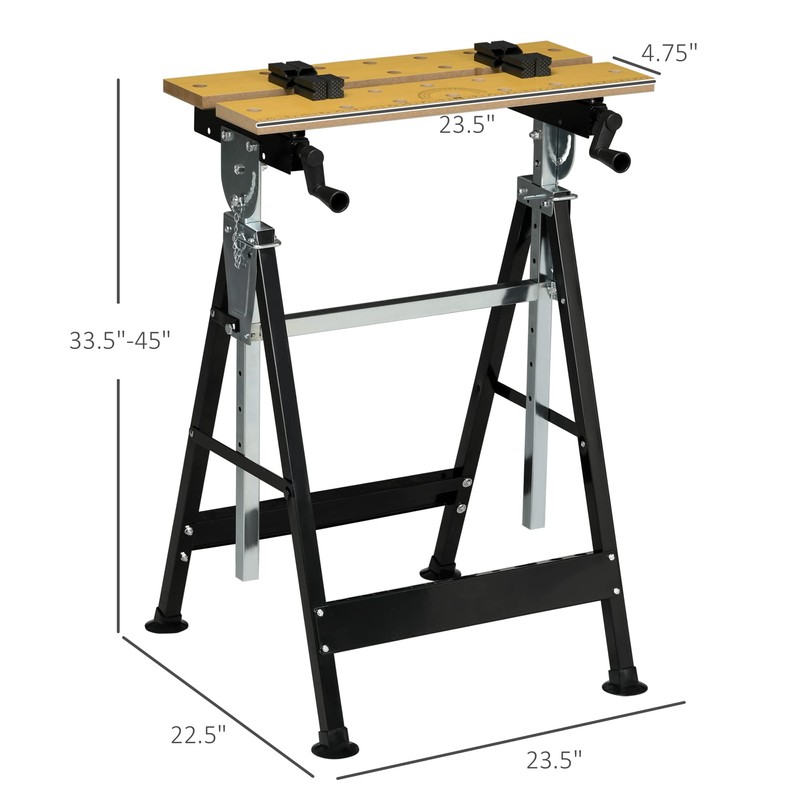 Adjustable Height & Angle Work Bench, Carpenter Saw Table with