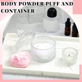 Tioncy 3 Pcs Large Body Powder Puff and Container Powder Container with Puff Powder Puff Crystal Container Soft Washable Reusable Velour Face Body Glitter Powder Puff Wet Dry Makeup(Clear,Crown)