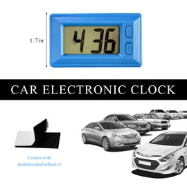 Yourkar Car Dashboard Digital Clock, Portable Automotive Electronic Clock with Clear LCD Display, Mini Digital Calendar Clock for Car Truck Home Desk Office, Car Accessories (Blue)