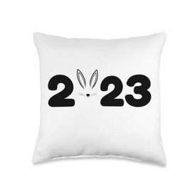 2023 Chinese New Year Zodiac Gifts And Apparel 2023 Rabbit Design Chinese New Year Family Matching Throw Pillow, 16x16, Multicolor