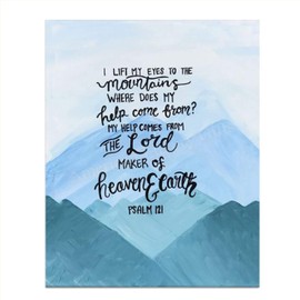 "My Help Come From The Lord"-Psalms 121- Bible Verse Wall Print-8x10- Watercolor Scripture Wall Art Replica- Ready to Frame. Home Décor, Office Décor- Christian Wall Art. Inspiring & Encouraging Verse