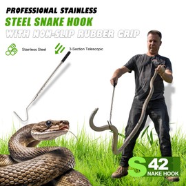 Smarkey Snake Hook, Snake Grabber Tool Heavy Duty with 42 Inch Extensible Stainless Steel, Snake Tongs Stick for Rattlesnake, Copperhead Snake, Ball Python, Rattle, Cobra, Corn, Rosy Boas