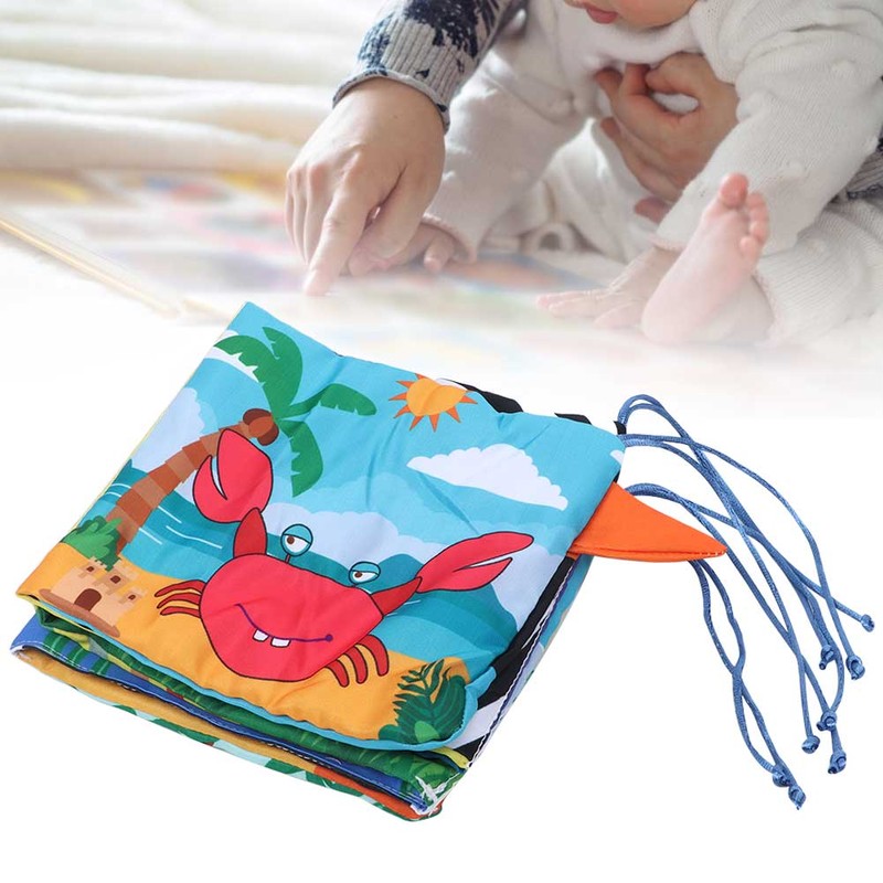 Infant Crib Cloth Book Cute Animal Learning Rattle Distorting Mirror