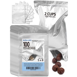 soboony Mylar Bags for Food Storage 100pcs 5x8 with Resealable Zipper & Aluminum Foil Pouch