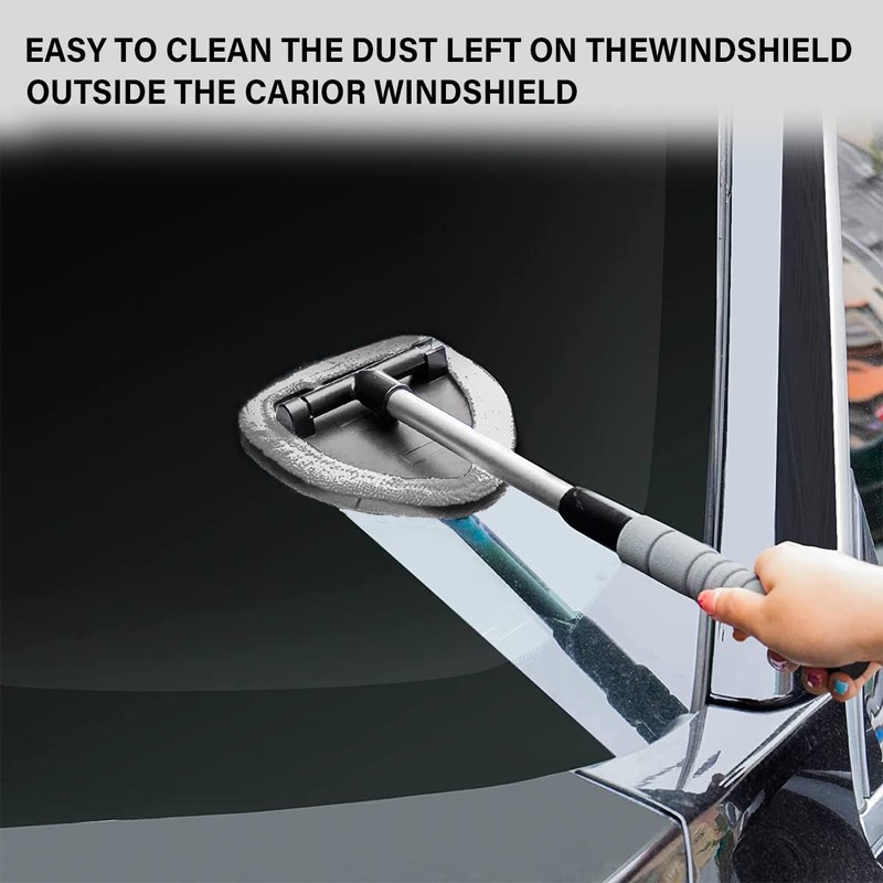 Windshield Cleaning Tool, Car Window Cleaner with 4 Washable Reusable