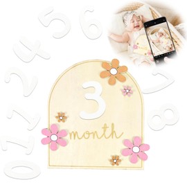 Fosoloni Milestone Cards Baby Wood, Baby Monthly Cards 1-12 Months Boy Girl Baby Gifts for Baby Shower Expectant Mothers/Parents