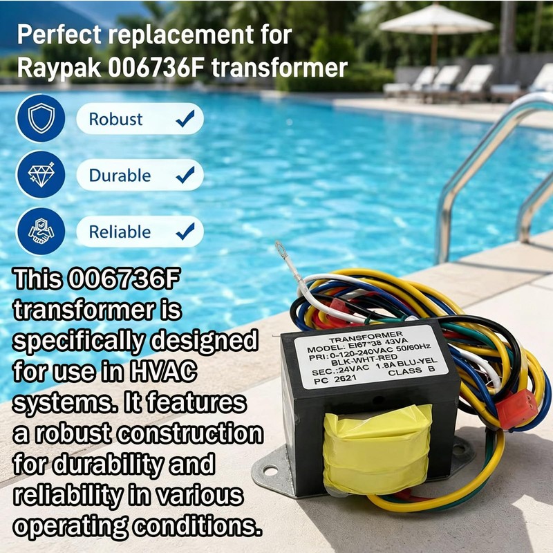 006736F Transformer Kit Compatible with Raypak 006736F Pool Heater Transformer(120/240V),
