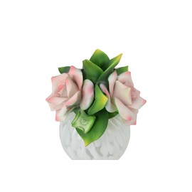 Ceramic Oil Diffuser and Oil Set with 3 Porcelain Capodimonte Roses on Top Includes a 4oz Bottle of Aromamatic Home Fragrance Oil in Pink and Midnight Rose Scent