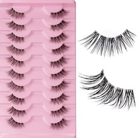 Half Eyelashes, Fake Lashes, Natural False Eyelashes, 10 Pairs of Eyelash Extensions, False Eyelashes, 3D Artificial Eyelashes Set, Reusable Natural Eyelashes, 10 mm - 13 mm, Cat Eye Lashes