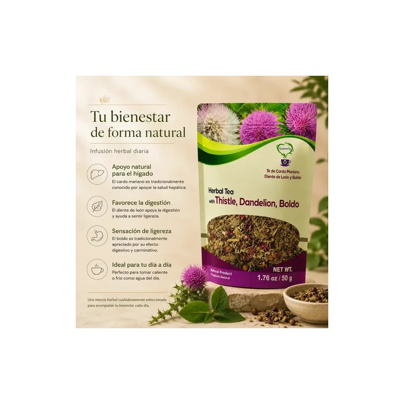Té Quiere Te cardo mariano en herbal Sin ser Amargo