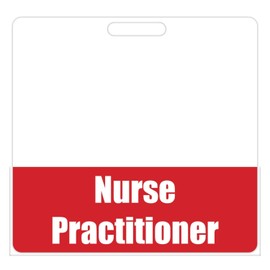 Nurse Practitioner Badge Buddy (Red) - Horizontal Heavy Duty Badge Tags for NP's - Double Sided Badge Identification Card