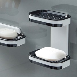 Drain stand black storage bathroom holder soap 2-tier stand soap stand