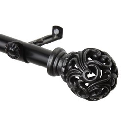 A&F Rod Decor - Baroque Curtain Rod 120-170 inch - Black