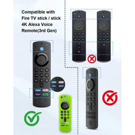 SEYUGOPTI 2-Pack Glowing Silicone Remote Cover for Fire TV Stick 3rd Gen