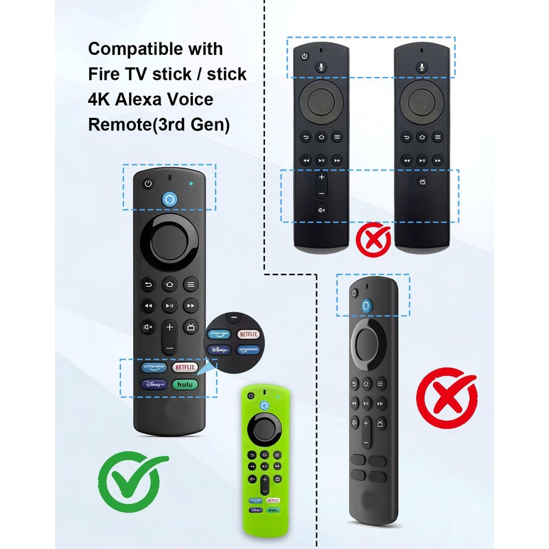 SEYUGOPTI 2-Pack Glowing Silicone Remote Cover for Fire TV Stick
