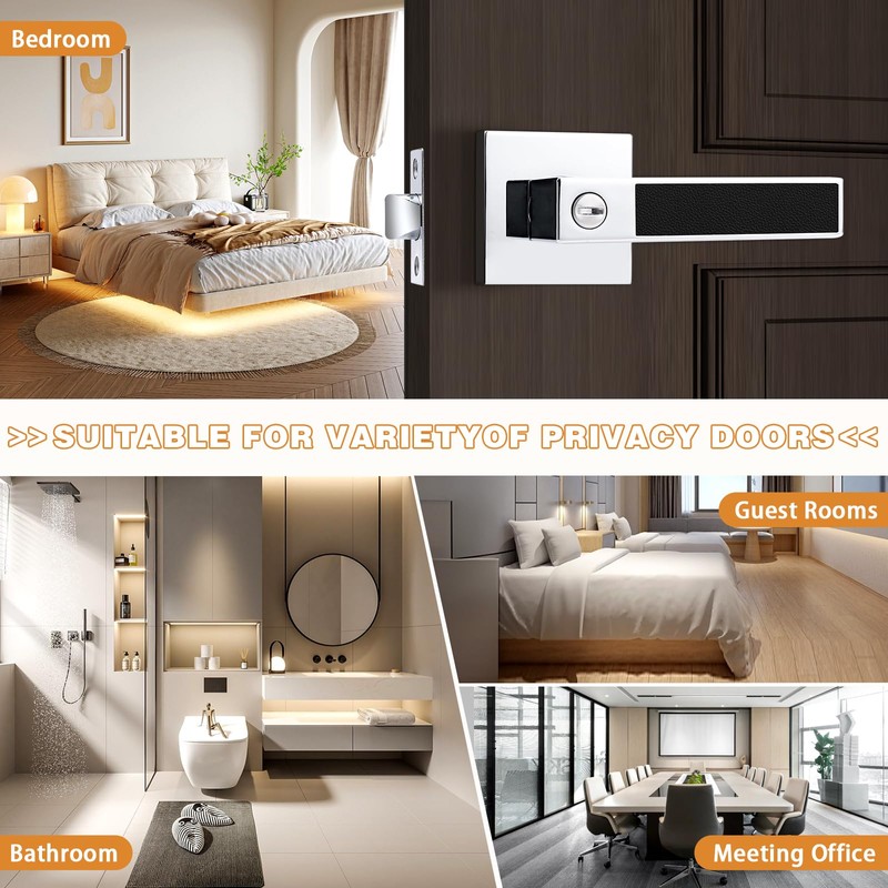 Probrico Square Heavy Duty Door Handle with Black Leather Hand