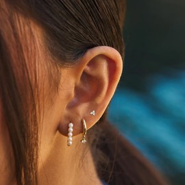 LUCA SMITH 3Pairs Small Gold Huggie Hoop Earrings Set for Women Men, 14K Gold Plated Tiny Hypoallergenic Lightweight Earrings for Sensitive Ears, Everyday Earrings for Cartilage Piercings (4/8/10mm)