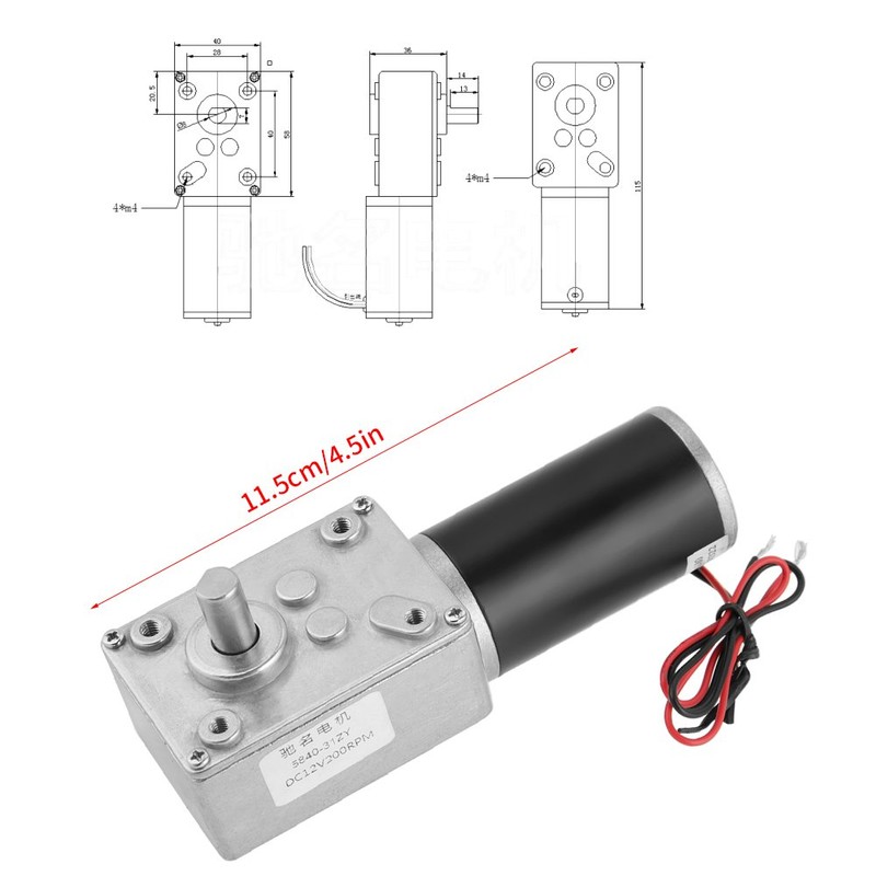 Hilitand 5840-31ZY Geared Motor DC 12V 200 RPM Turbo Worm