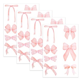 Bow Decals for Wall, Bows Decor DIY Watercolor Art Wall Stickers Removable Vinyl Peel and Stick for Kids Baby Nursery Living Room Bedroom Playroom Sofa TV Background Decorations(4 Sheets 28 Pcs)