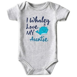 Azzwnee I Whaley Love My Auntie Baby Boy Clothes Unisex Funny Baby Bodysuits 0-3 months (gray,12-18M)