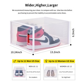 Trdongxu Shoe Storage Boxes Organizers Clear Plastic Stackable 12 Pack, Shoe Rack & Holder Substitute, Sneaker Containers, Toy Storage Organizer Bins for Entryway, Closet, Under Bed (White, XL)