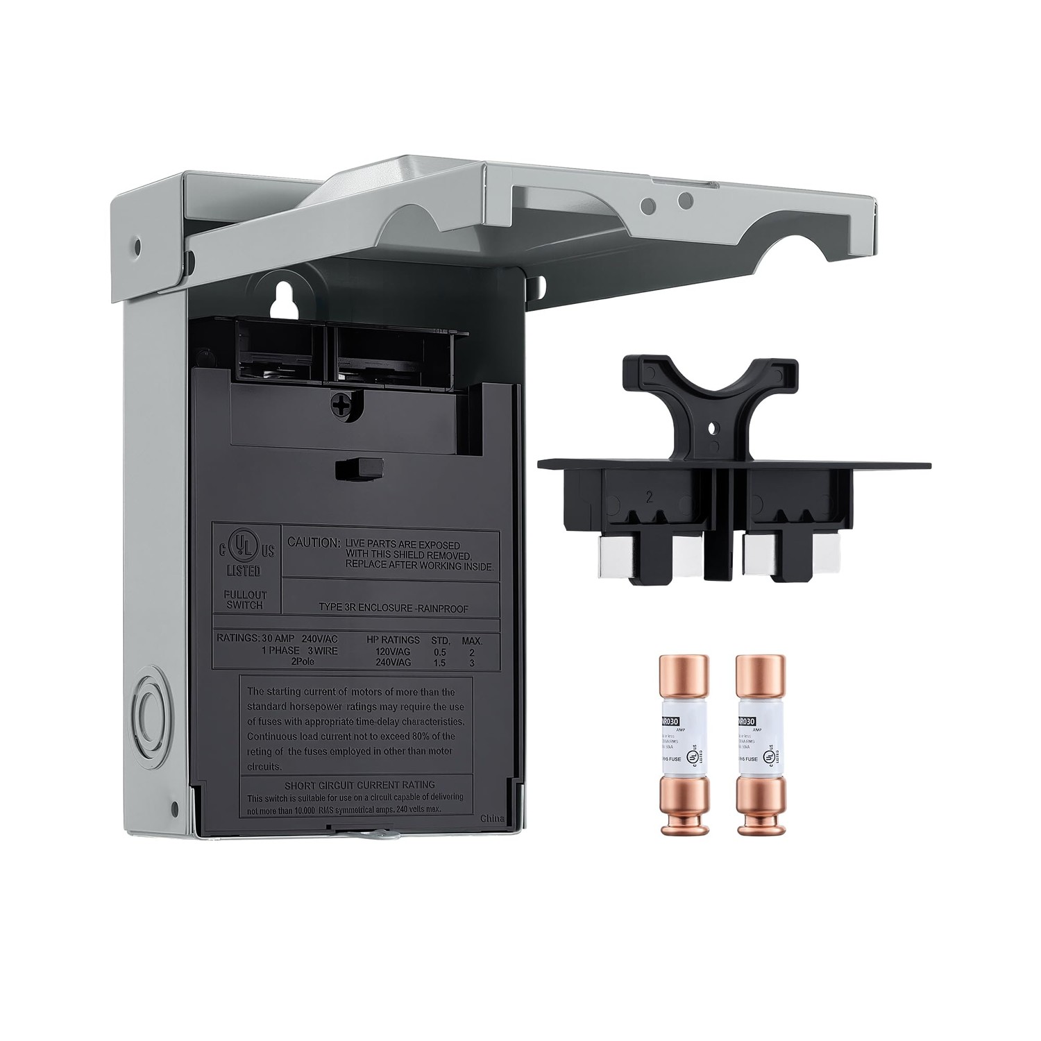 SURAIELEC 30 Amp Fused AC Disconnect Box, Outdoor Pull-Out Switch ...