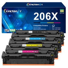 206X Toner Cartridges 4 Pack High Yield (with Chip) Replacement for HP 206X Toner Cartridges 206A Use with HP Color Laser Jet Pro MFP M283fdw M283cdw M255dw MFP M283 M255 Series Printer | W2110X Ink