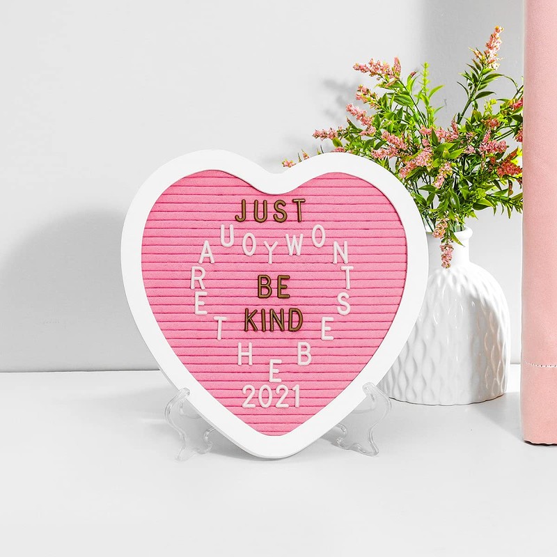 G GAMIT Heart-Shaped Felt Letter Board Message Sign,10x10 inches Message