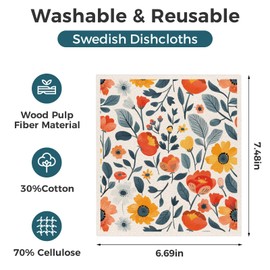 wlich Swedish Dishcloths, 10PCS Reusable Soft Kitchen Towels Dish Cloths Set with Clips, Non-Scratch Dish Rags for Washing Dishes, Washable Swedish Dish Cloths for Kitchen, No Odor(Plant)
