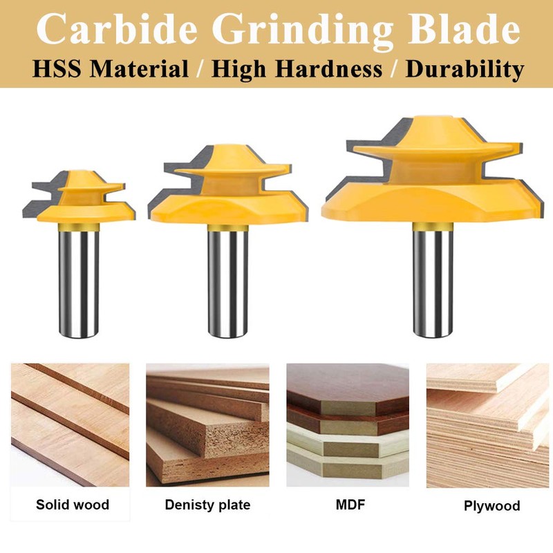 MAYLNE 1/2 inch Shank 45°Lock Miter Router bit Set 3