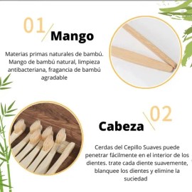 Paquete Cepillo Dientes Bambú Biodegradable Ecológico 30 Pz Color Infantil                                                                            