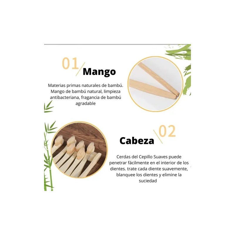 Paquete Cepillo Dientes Bambú Biodegradable Ecológico 30 Pz Color Infantil
