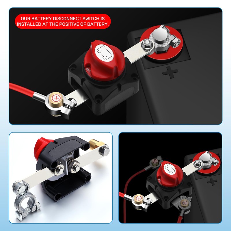 Relaxweex 2 Pcs Battery Disconnect Switch Top Post On/Off 12-48v