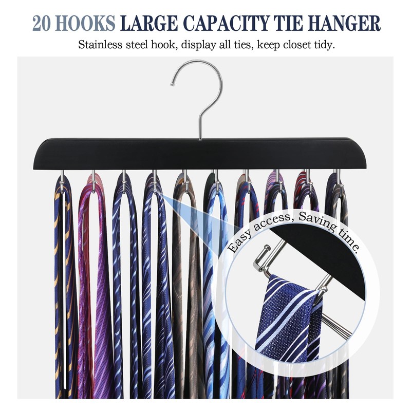 2 Pack Tie Rack Belt Hanger for Closet Upgraded Non