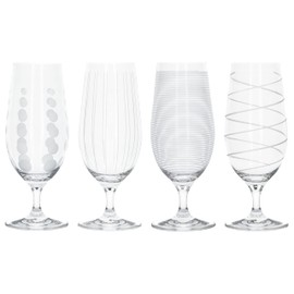 Mikasa 'Cheers' Beer Glasses/Craft Beer Glass Set with Decorative Etching, Crystal Glass, Silver Effect, 460 ml, Set of 4