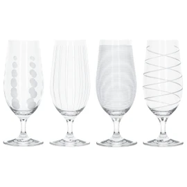 Mikasa 'Cheers' Beer Glasses/Craft Beer Glass Set with Decorative Etching, Crystal Glass, Silver Effect, 460 ml, Set of 4