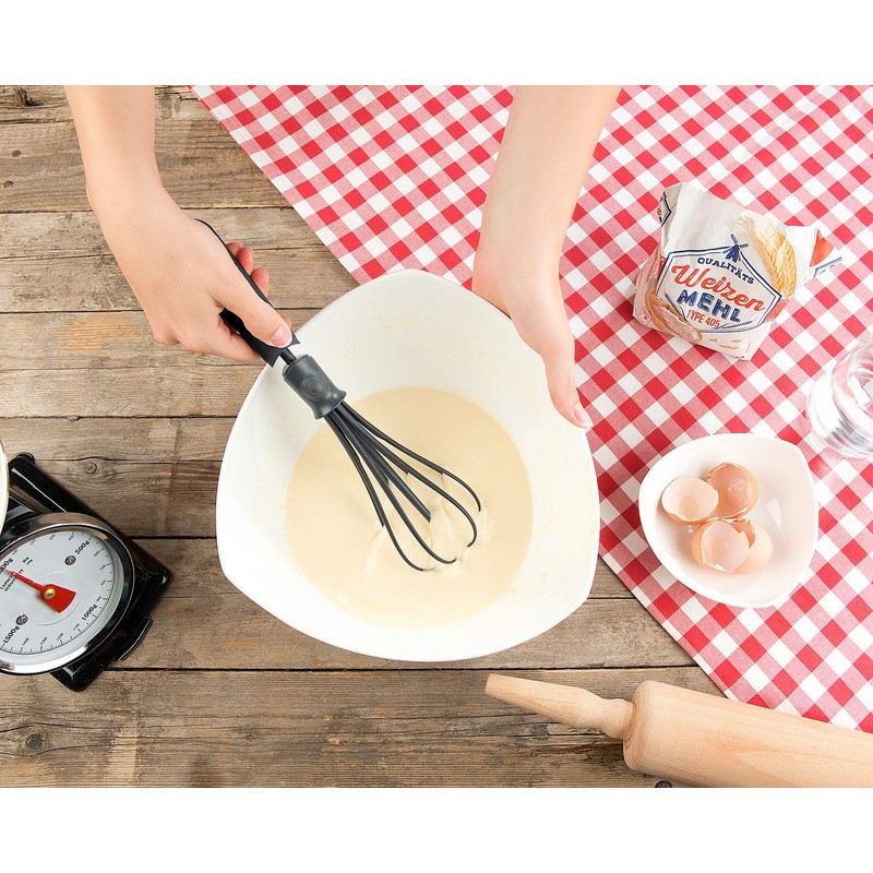 Rosenstein & Söhne Quirlbesen: 2er-Set flexible Schneebesen, verstellbare Breite (Plastik