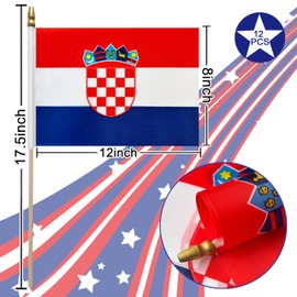 LoveVC 12Pcs 8×12 Inch Croatia Flags Small Croatian Flag on Wood Stick Mini Handheld Flags Decorations
