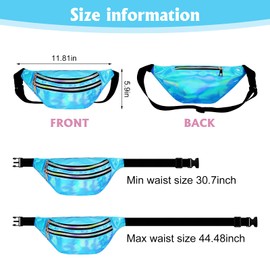 Firtink 2 Pack Shiny Bumbag, Holographic Waist Bag Fanny Pack Double Zipper Belt Bag Festival Rave Bumbags Waterproof Hip Pouch for Ladies Women Ladies Girls Travel Party Sports Running Hiking