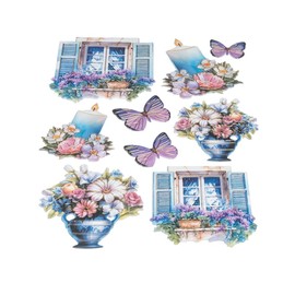 Ideen mit Herz Sticker Sheet, 3D Relief Sticker, High-Quality Embossed with 3D Effect, Window Pictures, Scrapbooking, DIN A4 Sheet with Many Motifs (Window with Flowers 3)